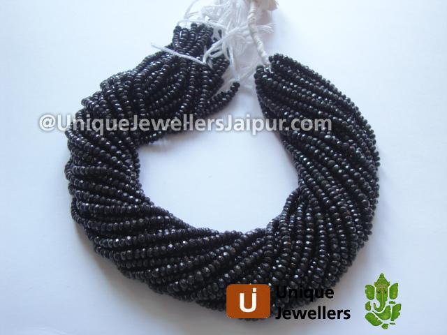 Black Tourmaline Faceted Roundelle Beads